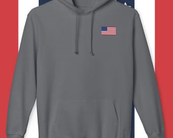 American Flag mens and womens Hooded Sweatshirt Made in USA Patriotic Hoodie USA Flag Pullover All-American Sweatshirt Flag Graphic Sweater