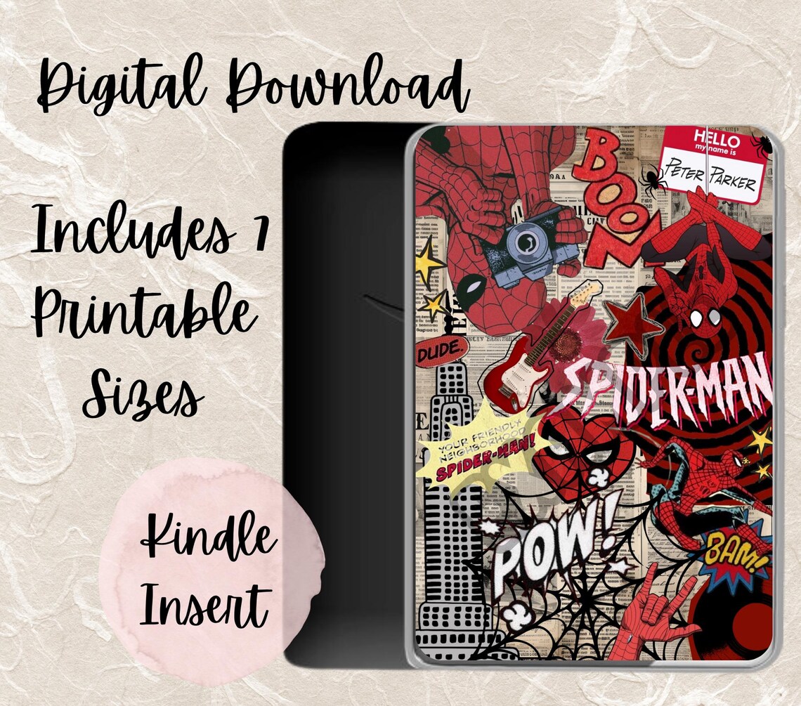 Inset Collage Spider-man Kindle Insert, Collage Design (digital Download) - Etsy