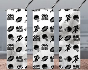 I Love Football 20oz Skinny Tumbler Wrap, Football Lover Wrap, Sports Themed Tumbler Wrap, Sports Lover, PNG, PDF, JPG, Digital Download