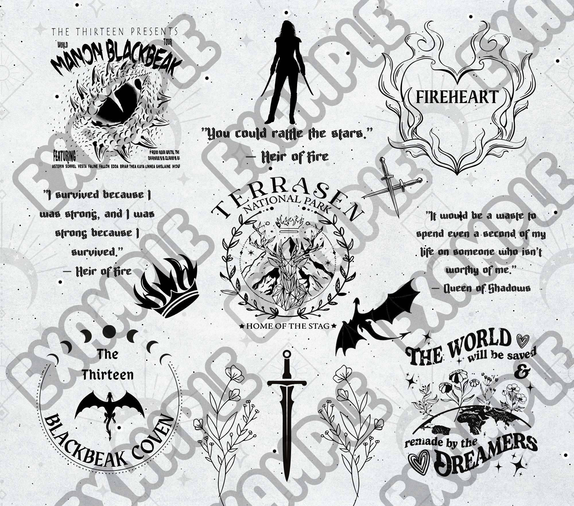 Throne of Glass Tumbler Wrap, Terrasen Tumbler Wrap, 20oz Skinny Tumbler Wrap, Book Lover, PNG, PDF, JPG, Digital Download