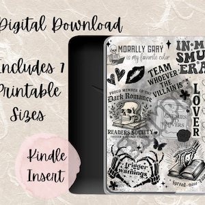 Peut inclure: Téléchargement numérique pour un insert Kindle avec un design en noir et blanc. Le design comprend du texte tel que "Morally Gray", "Enemies to Lovers" et "Trigger Warnings". L'insert présente également un crâne, des cœurs et un papillon.