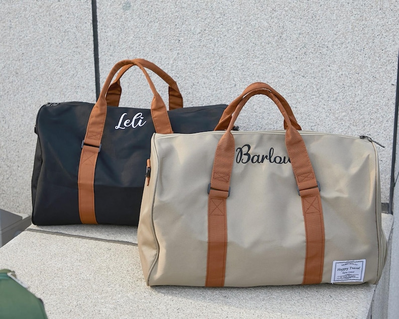 Sac de voyage personnalisé avec nom, sac de week-end pour homme personnalisé, cadeau de garçon d'honneur, sac de garçon d'honneur brodé, meilleur cadeau pour homme, sac de voyage brodé image 11