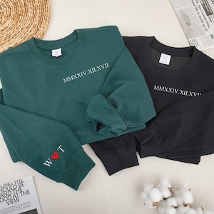 Sudadera bordada personalizada, Sudadera bordada para mamá, Regalo bordado para mamá, Suéter de cuello redondo personalizado con nombre del niño en la manga