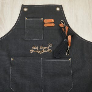 Personalized Apron,Custom apron for men,adjustable strapsCustom apron Apron with Leather,Barbeque Apron,Canvas Apron with Pockets
