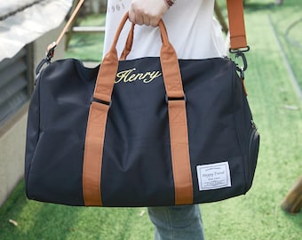 Sac de voyage personnalisé pour hommes, sac de week-end personnalisé, cadeau garçons d'honneur, sac de garçons d'honneur en tissu Oxford, meilleur cadeau pour hommes, sac de voyage brodé avec nom