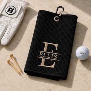 Gepersonaliseerde geborduurde golfhanddoek, aangepaste naam geborduurde microvezel, golfclubtas must-have accessoire, uniek cadeau voor atleten