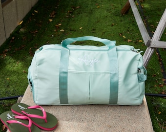 Bolsa de fin de semana personalizada con nombre, bolsa de fin de semana personalizada, regalo personalizado, bolsa de yoga para mujer, bolsa de viaje con nombre, regalo para niña, bolsa de lona con iniciales