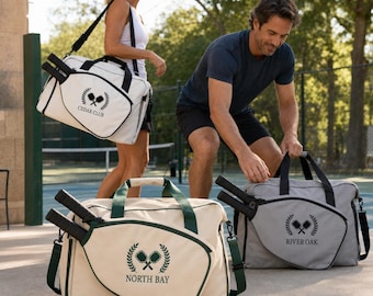 Personalized Embroidered Pickleball  Bag, Customized Alphabet Travel Bag, Racket Storage Tote Bag, Club Fan Gift