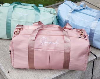 personalized Emboridered gym bag,Personalized weekend bag,Personalized Gift,Ladies&#39; Yoga Bag,travel bag with name,girl gift