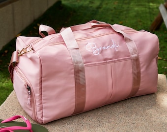 Bolsa de viaje personalizada, bolsa de fin de semana con nombre personalizado, bolsa de viaje para mujer, bolsa de fin de semana, regalo para damas de honor, bolsa de gimnasio
