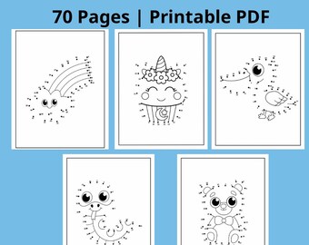 Dot to Dot Activity Book for Kids – 70 Pages Fun Connect the Dots, Educational Printable, Number Tracing, Digital Download