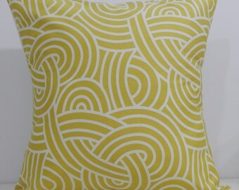 New 18x18 inch Designer Handmade Pillow Case in cirtine yellow and white knots