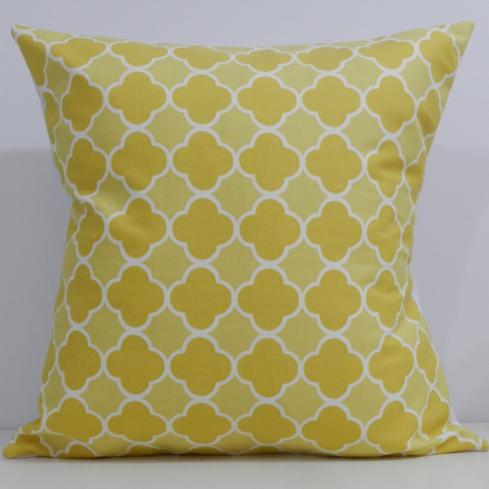 New 18x18 Inch Designer Handmade Pillow Case in Yellow Quatrefoil Pattern. Etsy