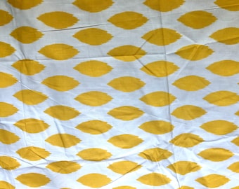 Home Decor fabric by the yard, white and yellow IKAT