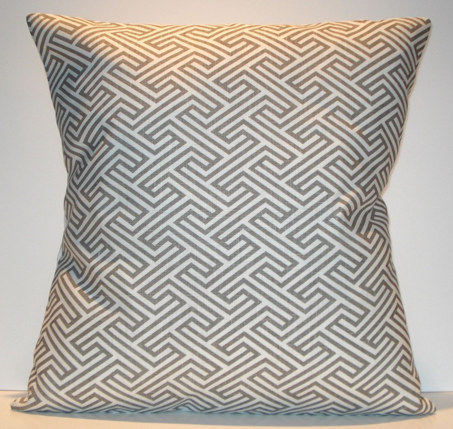 New 18x18 Inch Designer Handmade Pillow Case. Warm Grey and White