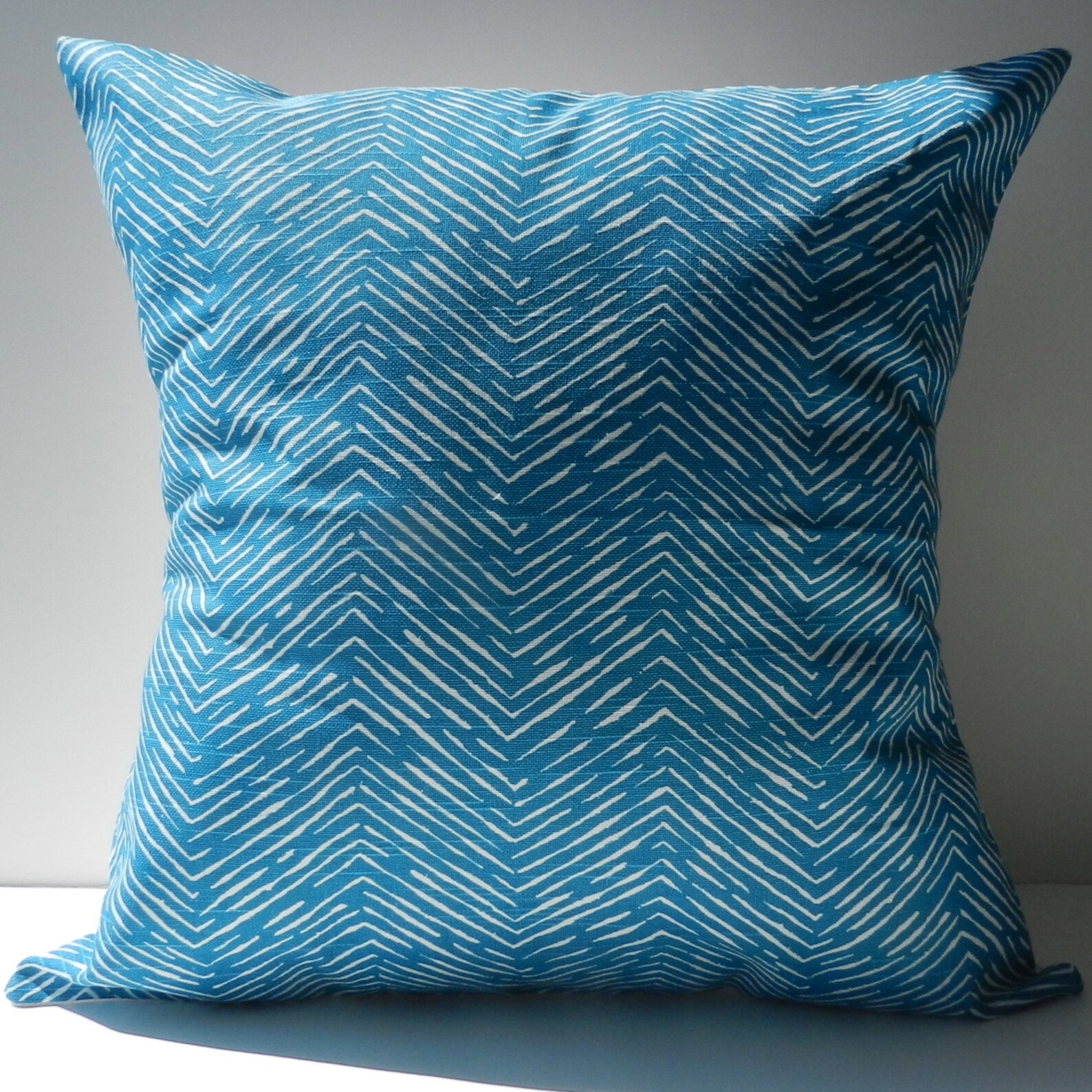 New 18x18 Inch Designer Handmade Pillow Case Blue Chevron Etsy