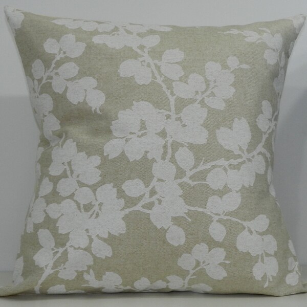 New 18x18 inch Designer Handmade Pillow Cases in natural, grey and white floral