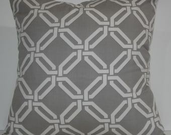 New 18x18 inch Designer Handmade Pillow Cases. Grey and white link pattern.