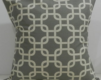 New 18x18 inch Designer Handmade Pillow Cases. Grey & natural pattern.