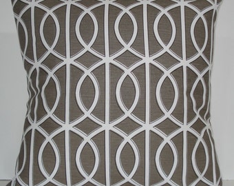 New 18x18 inch Designer Handmade Pillow Cases. Dwell Studio. lattice, trellis, link. warm grey