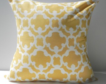 New 18x18 inch Designer Handmade Pillow Cases in yellow and white tile pattern