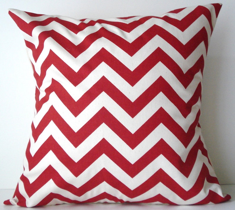 New 18x18 Inch Designer Handmade Pillow Case. in Red and Cream Etsy
