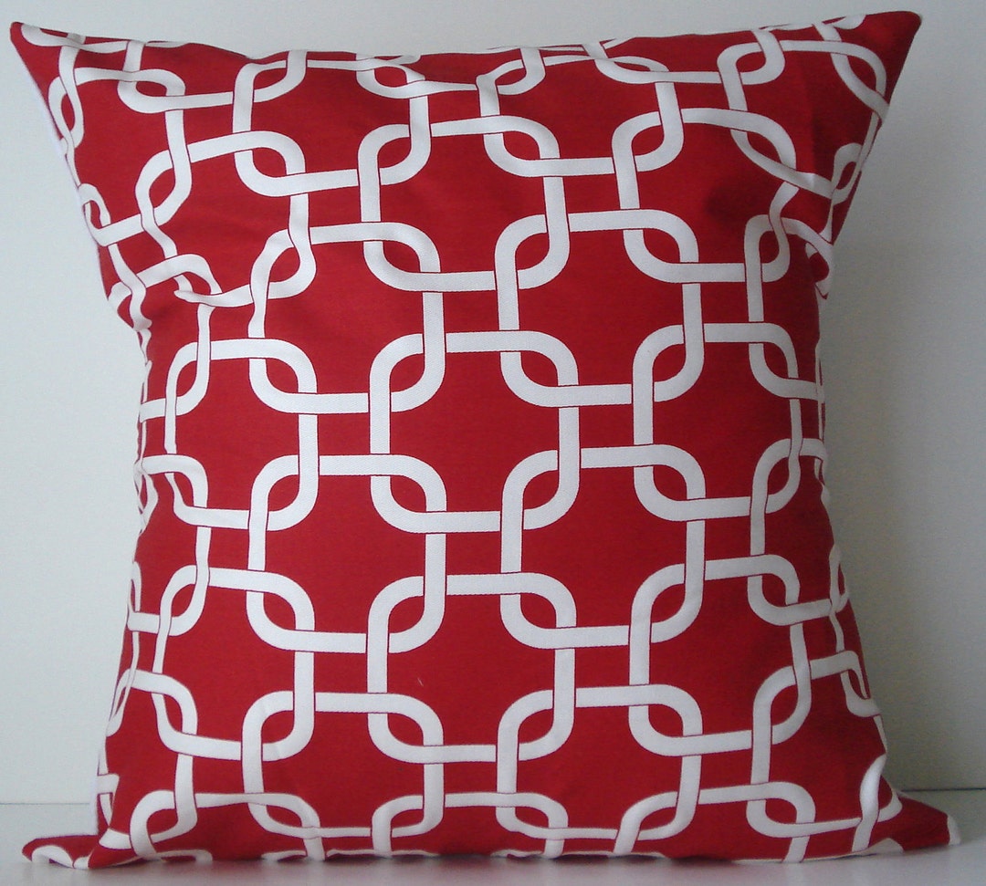 New 18x18 Inch Designer Handmade Pillow Case in Red and White Etsy