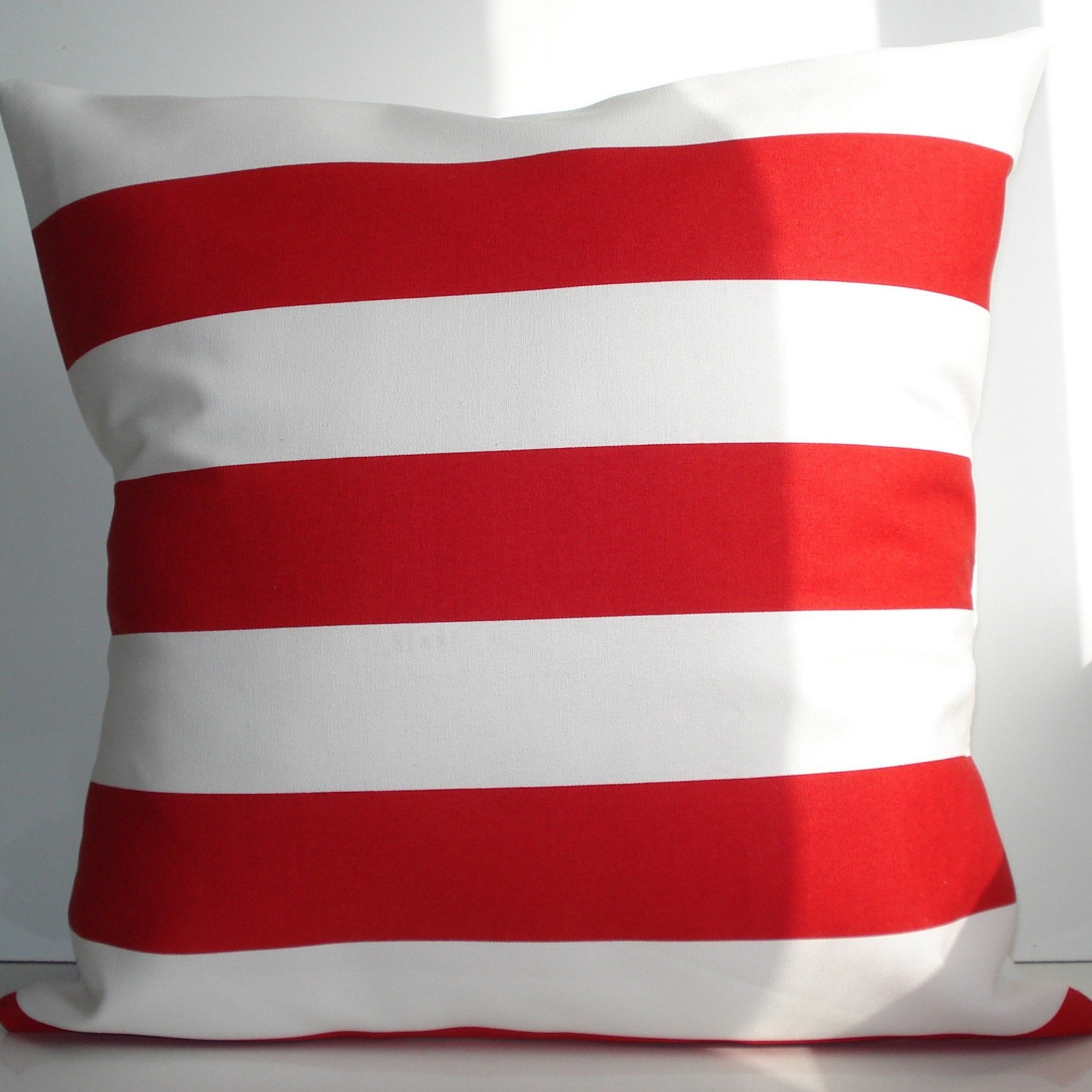 New 18x18 Inch Designer Handmade Pillow Case in Red Stripe on White. Etsy