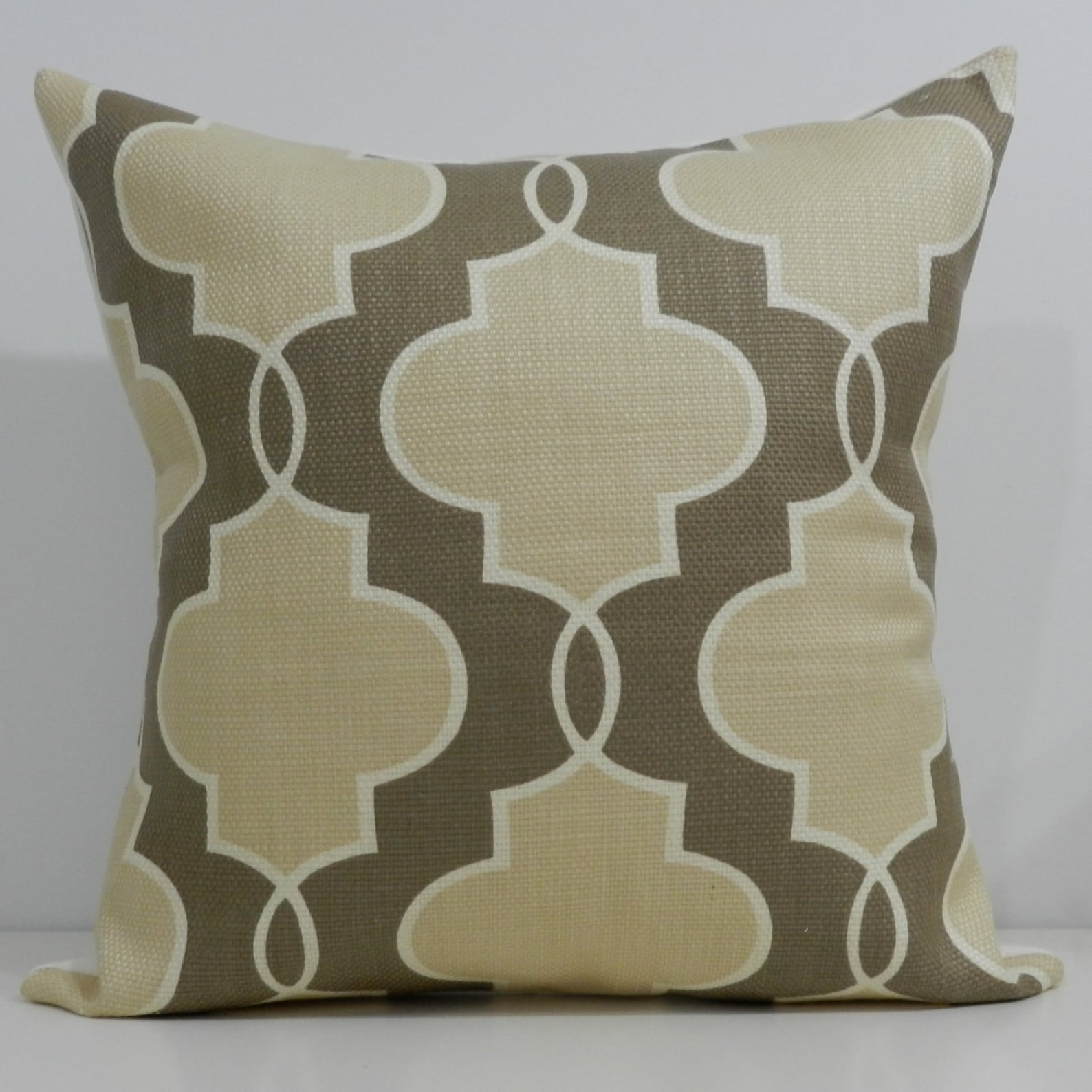 New 18x18 Inch Designer Handmade Pillow Case Taupe, Cream and White Etsy