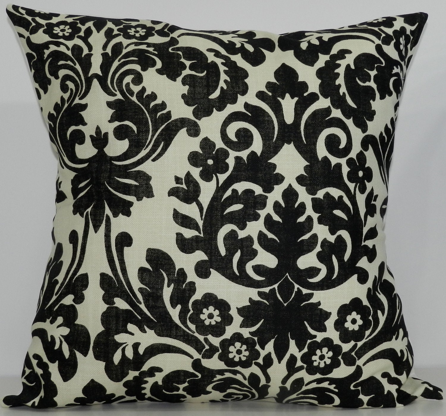 New 18x18 Inch Designer Handmade Pillow Case in Black Damask. Etsy