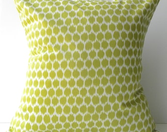 New 18x18 inch Designer Handmade Pillow Case. citrine on cream ikat dots.