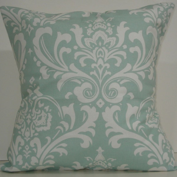 Blue Damask Pillow Etsy