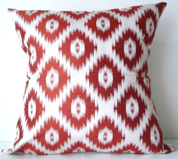New 18x18 inch Designer Handmade Pillow Case red on white ikat Etsy