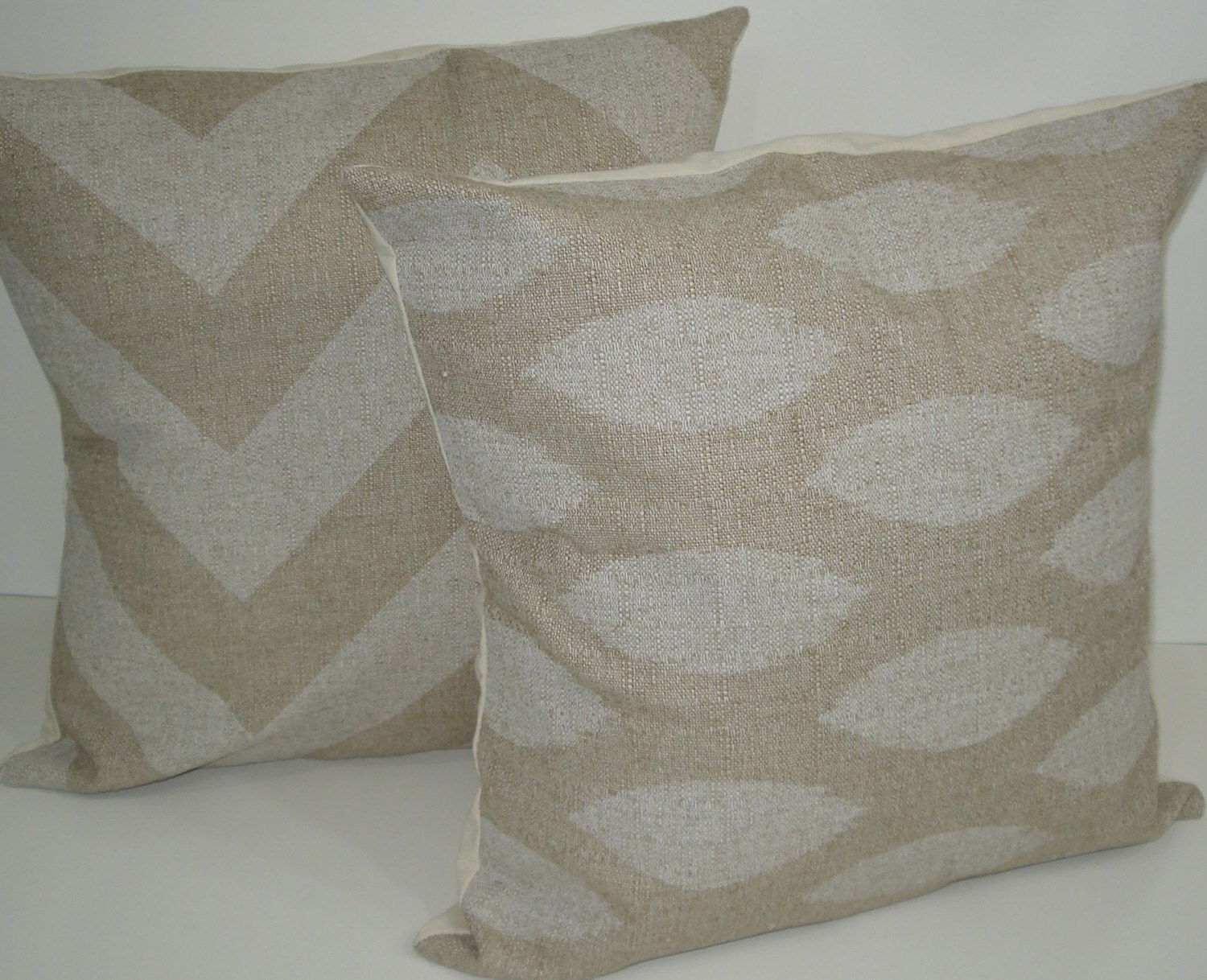 TWO New 18x18 inch Designer Handmade Pillow Cases in white on Etsy