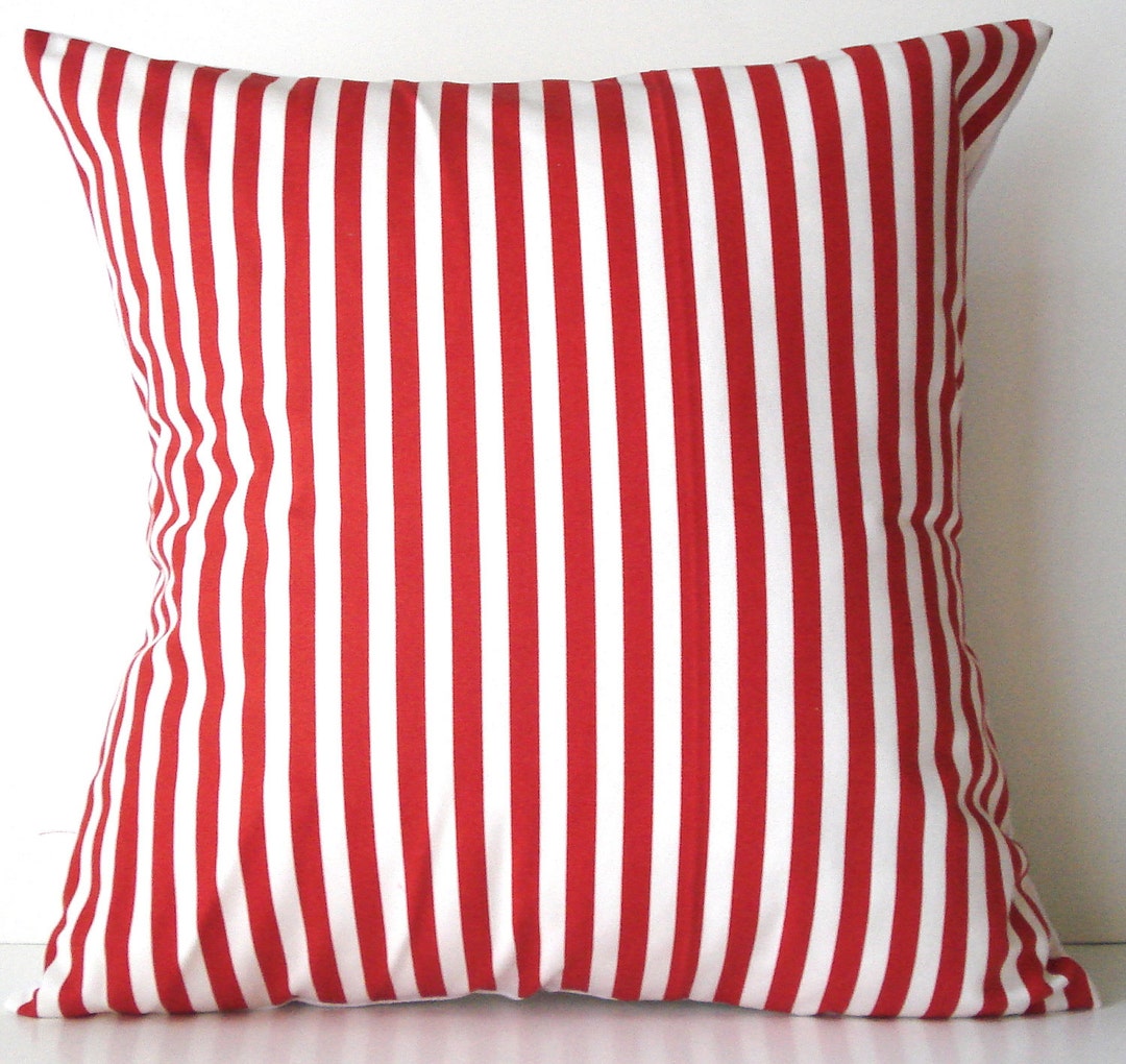 New 18x18 Inch Designer Handmade Pillow Case in Red Stripe on White Etsy