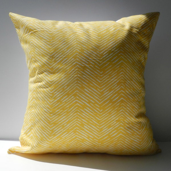 New 18x18 inch Designer Handmade Pillow Case yellow chevron pattern.