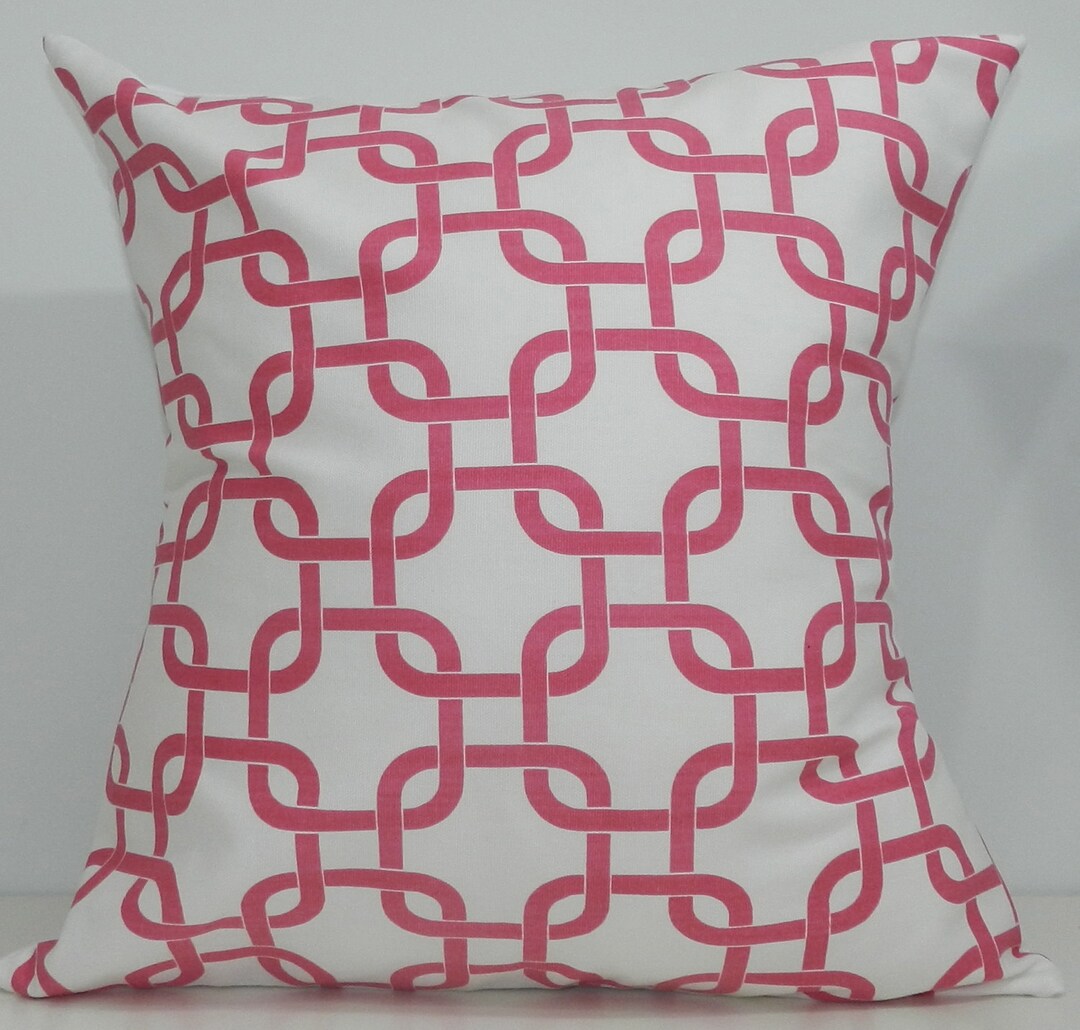 New 18x18 Inch Designer Handmade Pillow Case in Pink and White Link