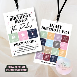 Bingo Editable Birthday Card | Taylor Eras Tour Canva Template | Personalised Party Game | Funny Night Out Challenge | Digital Download