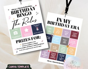 Taylor Eras födelsedagsbingo | Utskrivbart partyspel (digital nedladdning)