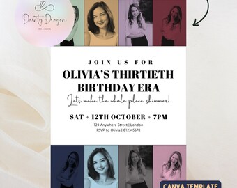 Taylor Eras Tour Birthday Invitation | Taylor Party Invite| Canva Template | Digital Instant Download