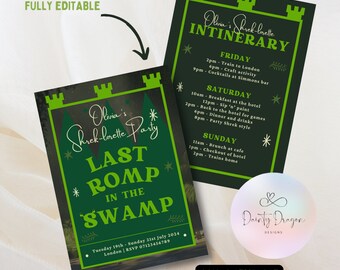 Shrek-lorette Invite | Hen Do Bachelorette Party Invitation Itinerary | A5 Size | Canva Template | Editable Printable or Digital Invite