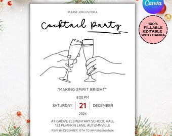 Inbjudan till cocktailparty, Inbjudan till julcocktailparty, Gör stämningen starkare, Inbjudan till vuxen, Cocktailparty