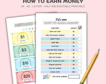 Editable Kids Chore Chart: Allowance & Responsibility Tracker (Digital Download)