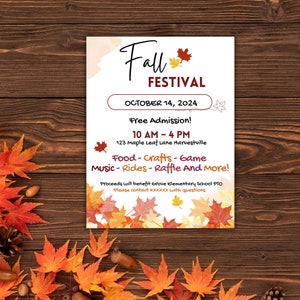 EDITABLE Fall Festival, Harvest Flyer, Printable Halloween Invitation, PTO PTA Halloween Fundraiser, Church School Halloween Party Poster