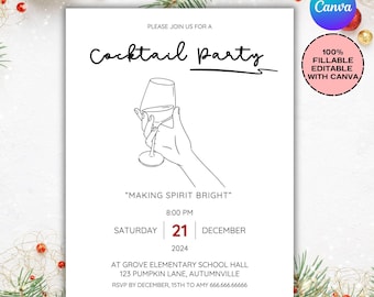 Inbjudan till cocktailparty, Inbjudan till julcocktailparty, Gör stämningen starkare, Inbjudan till vuxen, Cocktailparty