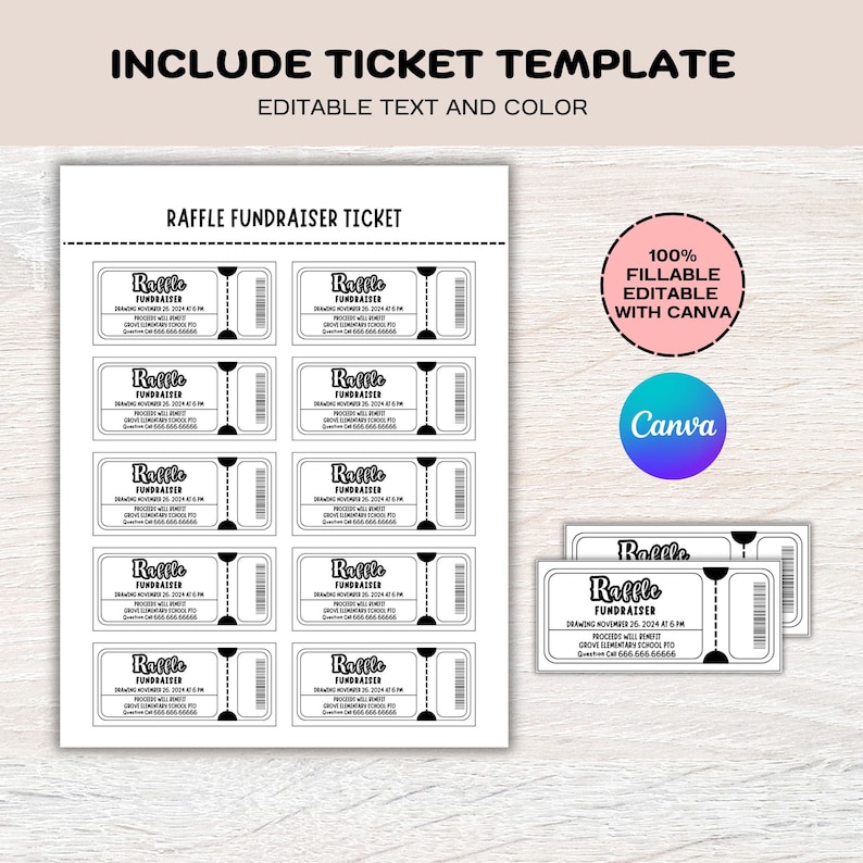 Editable Raffle Fundraiser Flyer Template: School, Church, Charity ...