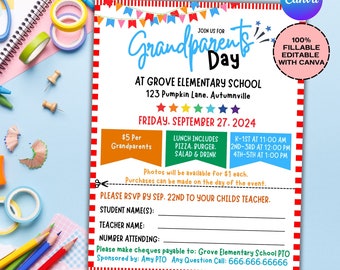 Modello di volantino per la festa dei nonni: invito all'evento scolastico (download digitale)