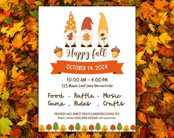 Bearbeitbare Herbst Fest Flyer Vorlage: Herbstveranstaltung, Schule PTO/PTA (Digitaler Download)