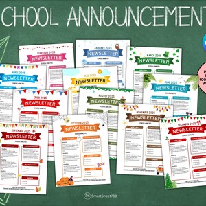 Editable Classroom Newsletters Monthly Weekly Templates for Parent Communication, Newsletters for Teachers, Editable Back to School Template