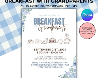 Volantino per la colazione della Festa dei Nonni: invito all'evento scolastico (download digitale)